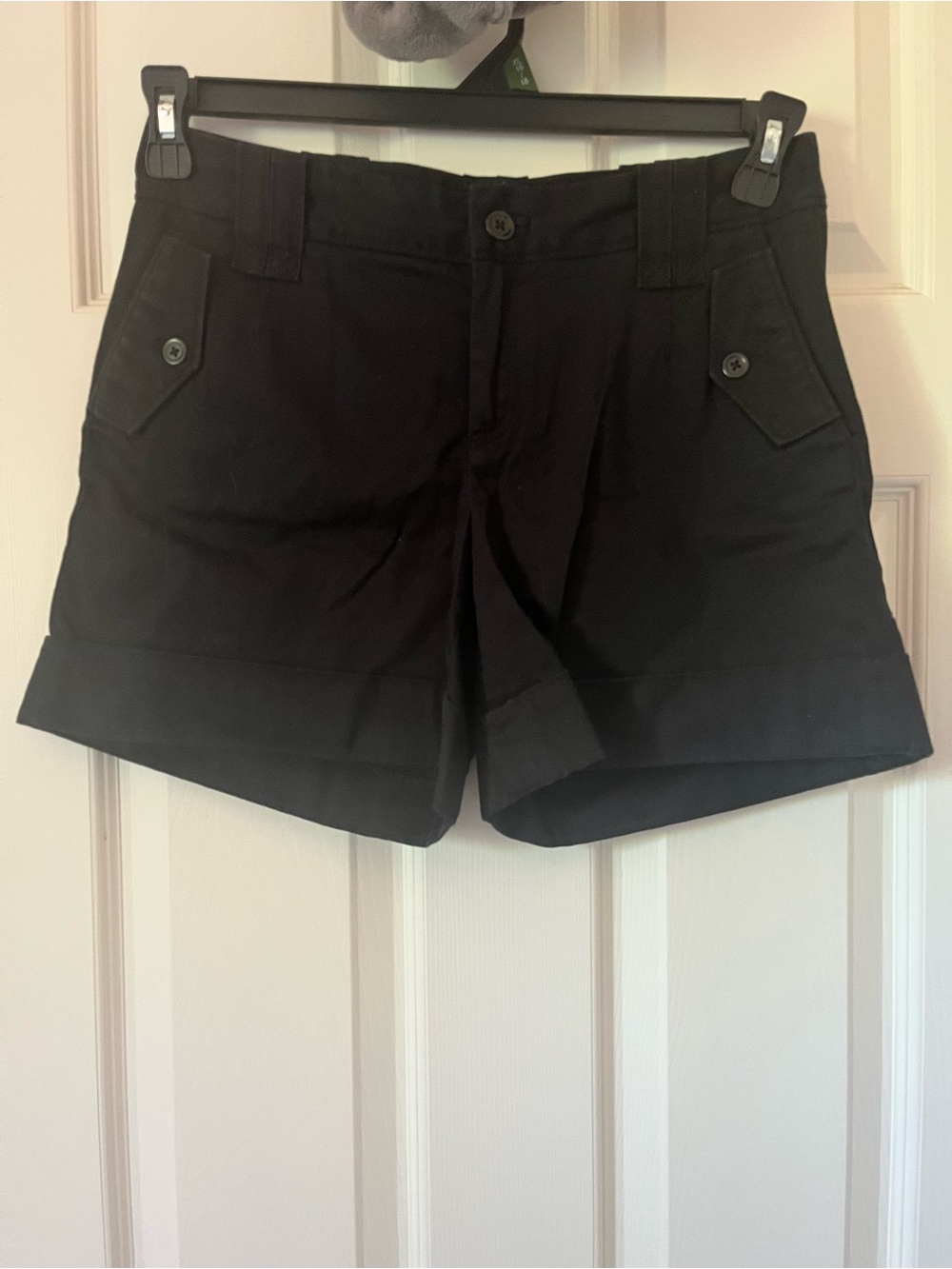 banana republic women's martin fit stretch black cuffed bermuda shorts